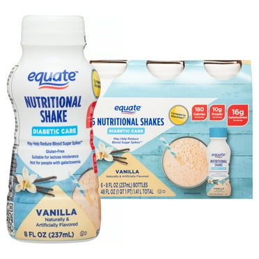 Equate Diabetic Care Nutritional Shakes, Vanilla, 8 fl oz, 6 Count Compare to Glucerna Vanilla