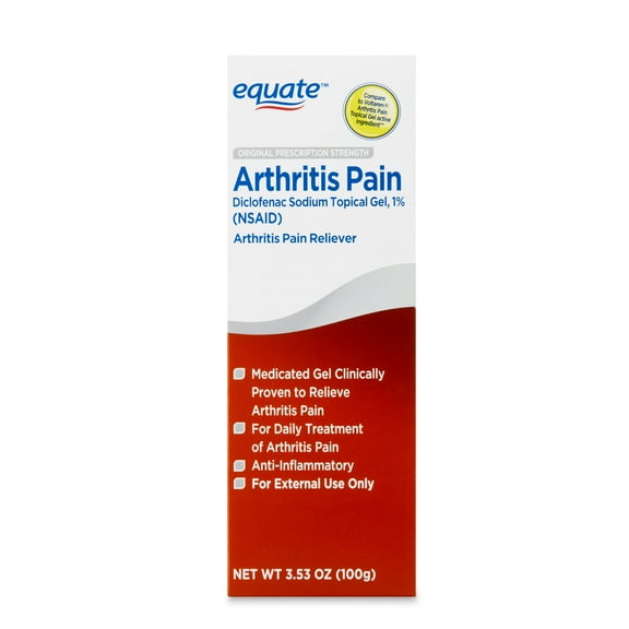 Equate Arthritis Pain Reliever Gel 1% Diclofenac Sodium, 3.53 oz, Compare to Voltaren® Arthritis Pain Active Ingredient