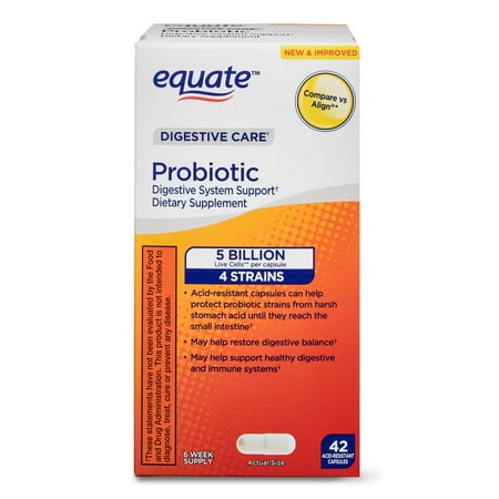 Equate Digestive Care Probiotic Capsules, 42 Count
