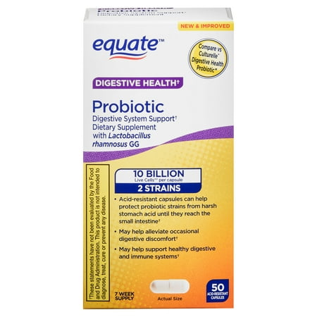 Equate Digestive Health Probiotic Capsules, 50 Count