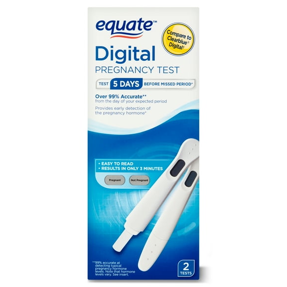 Equate Digital Pregnancy Test, Can Tell You 5 Days Sooner Than Your Missed Period (2 Count), Compare to ClearBlue