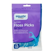 Equate Floss Picks with Double Line for Oral Health, Mint Flavor (75 Count)