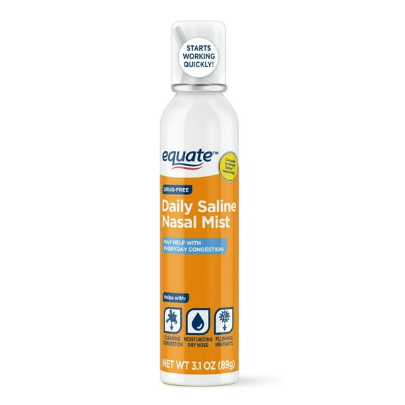 Equate Drug-Free Daily Saline Nasal Mist Spray for Sinus Relief, 3.1 oz, Compare to Simply Saline™ Nasal Mist