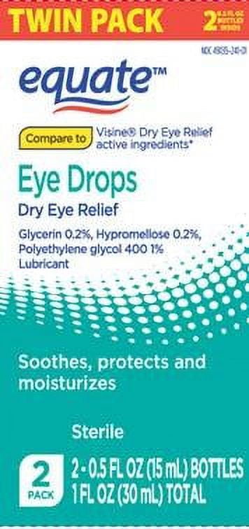 Equate Dry Eye Relief Eye Drops, 0.5 fl oz, Twin Pack - Walmart.com