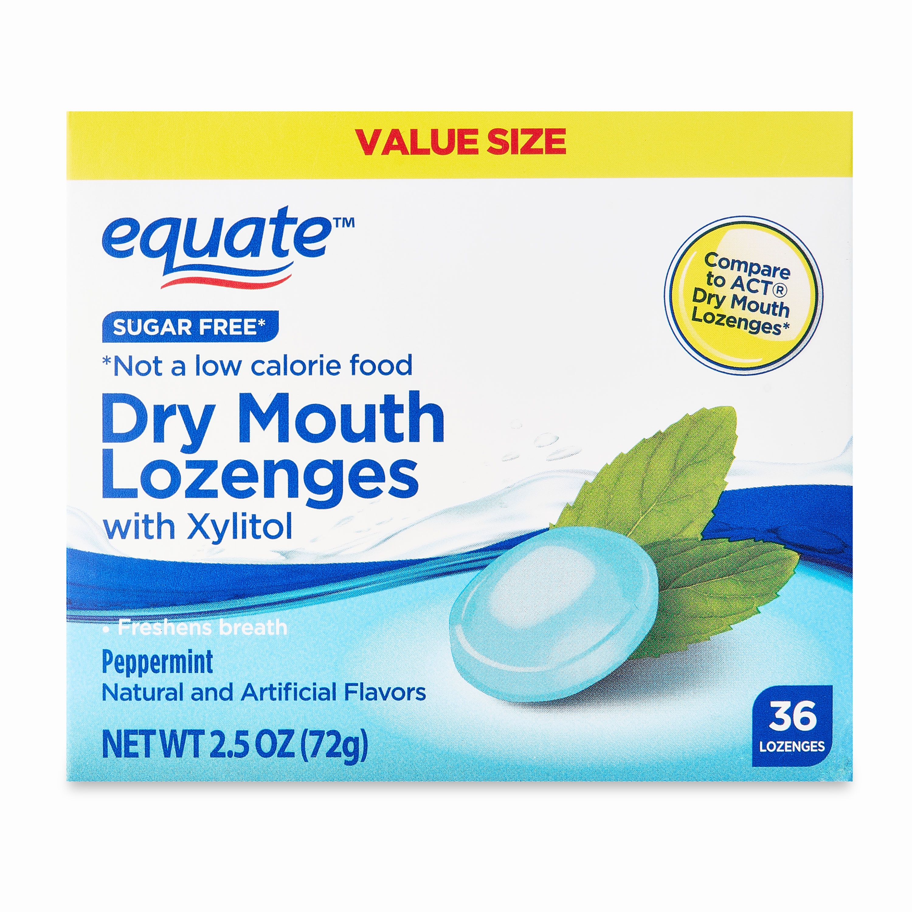 Equate Dry Mouth Lozenges With Xylitol Peppermint 36 Count Value Pack 