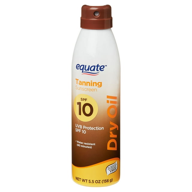 Equate Dry Oil Uvb Protection Tanning Sunscreen, Spf 10, 5.5 Oz.