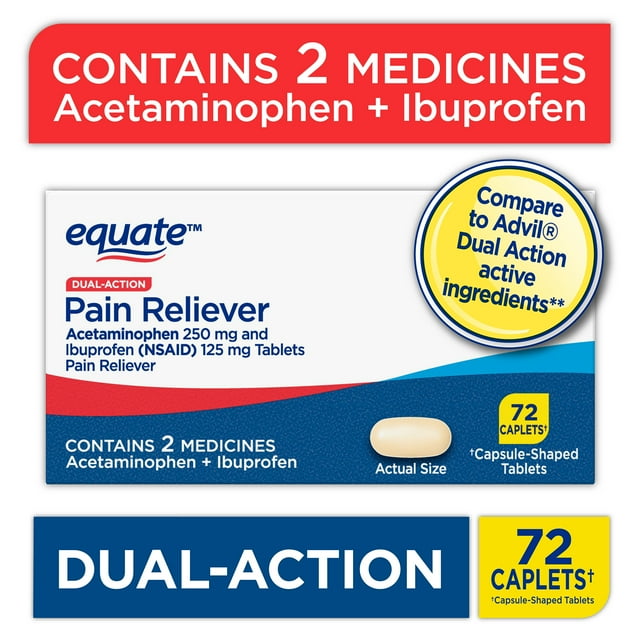 Equate Dual Action Acetaminophen 250 mg and Ibuprofen (NSAID) 125 mg