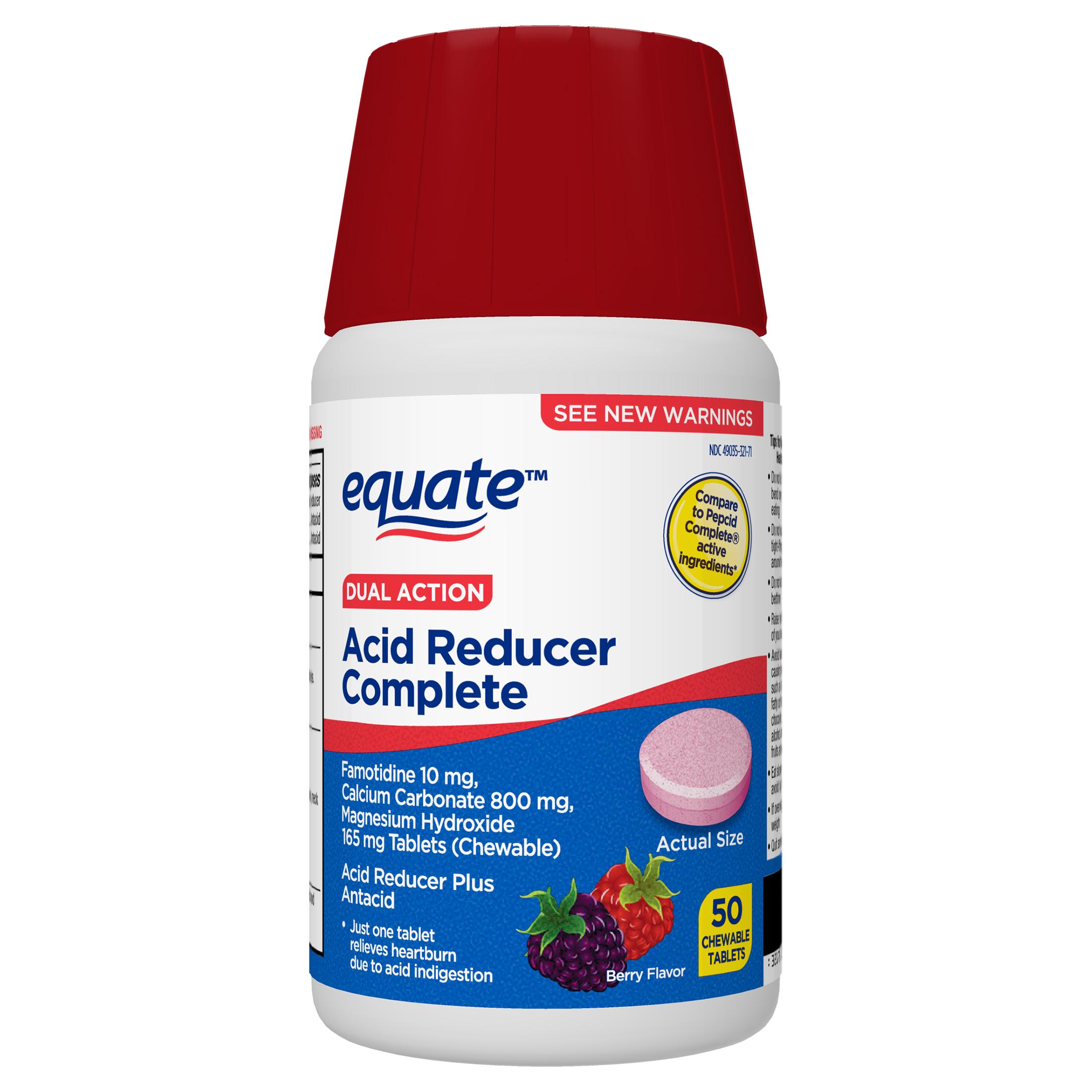 Equate Dual Action Acid Reducer Complete Tablets, Berry,50 Count - image 1 of 8