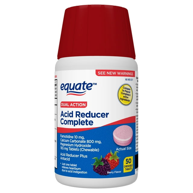 Equate Dual Action Acid Reducer Complete Tablets, Berry,50 Count