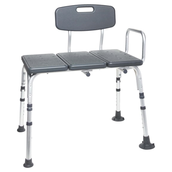 Equate Adjustable Bath Transfer Bench, Black, 250 lb Limit