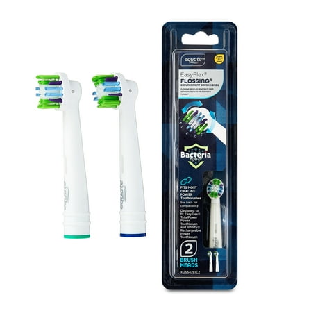 Equate EasyFlex Flossing Bacteria Defense Replacement Heads, Replace-Me Bristles, 2 Count