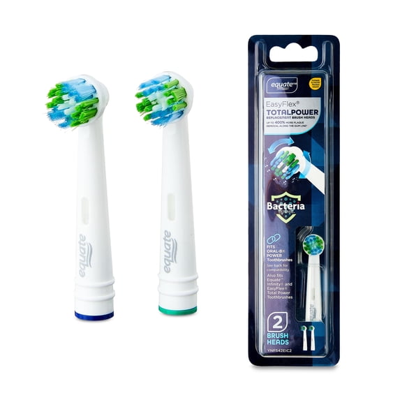 Equate EasyFlex Total Power Electric Toothbrush Replacement Heads, 2 Count