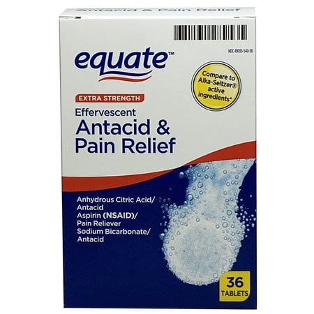 Equate Effervescent Antacid Tablets, Extra Strength, 36 Tablets