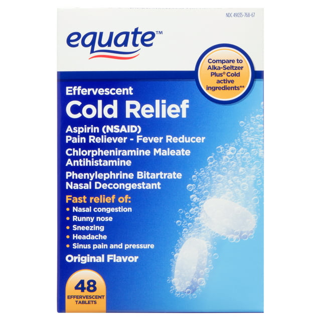 Equate Effervescent Cold Relief, 48 Tablets
