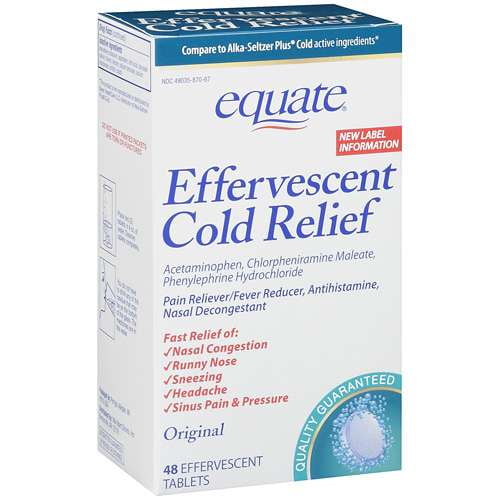 Equate Effervescent Cold Relief Tablets, 48 Count