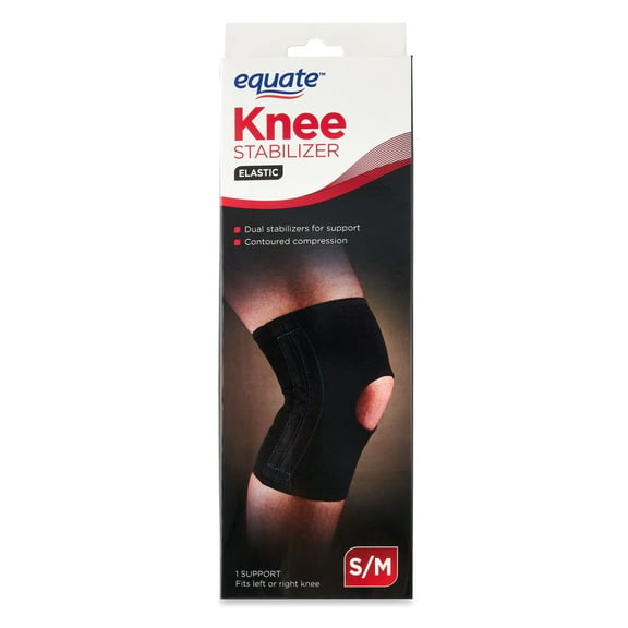 Equate Elastic Knee Stabilizer Brace, Black, Small/Medium Size, Fits Left or Right Knee