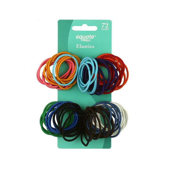 Equate Elastics, Assorted Colors, for Ponytail, Braids, or Buns, 72 Count