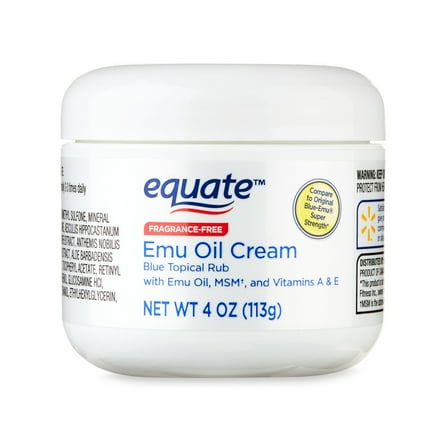 Equate Emu Oil Cream Blue Topical Rub, 4 oz, Compare to Original Blue-Emu® Super Strength