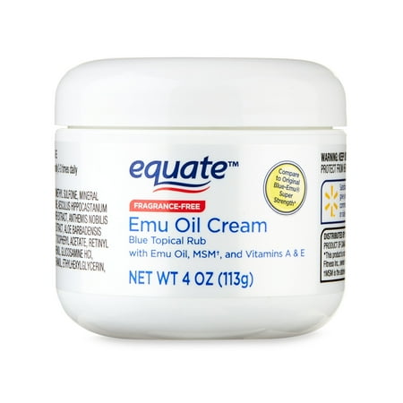 Equate Emu Oil Cream Blue Topical Rub, 4 oz, Compare to Original Blue-Emu® Super Strength