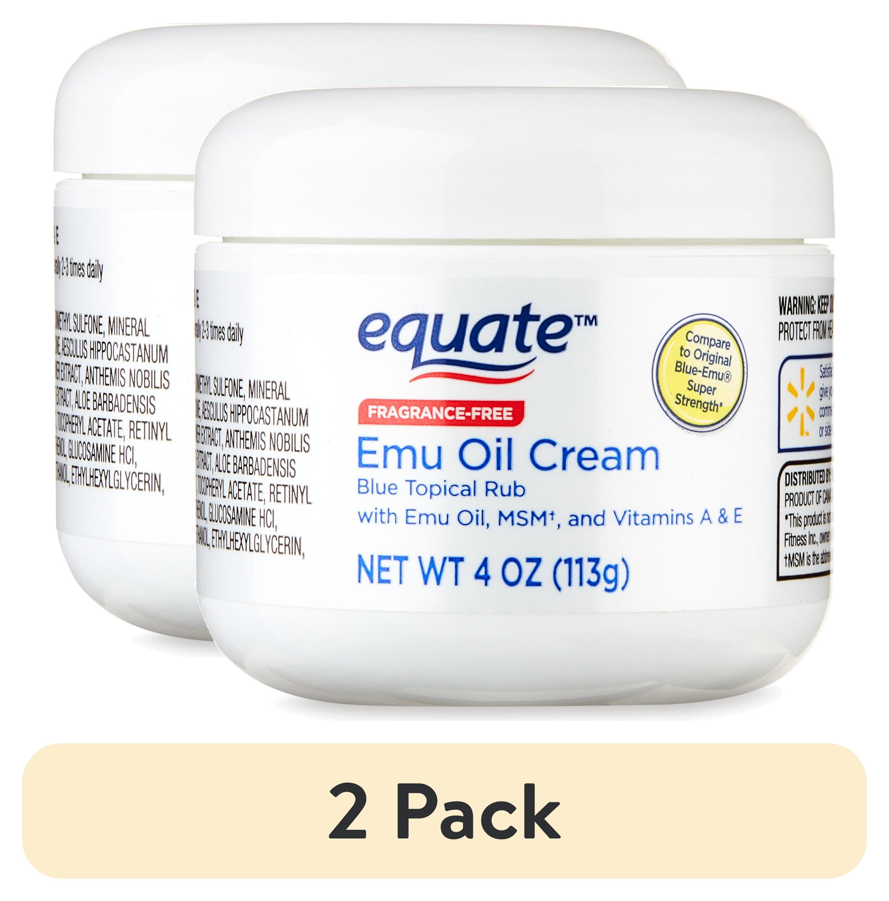 (2 pack) Equate Emu Oil Cream Blue Topical Rub Body Moisturizer, All Skin Types, 4 oz