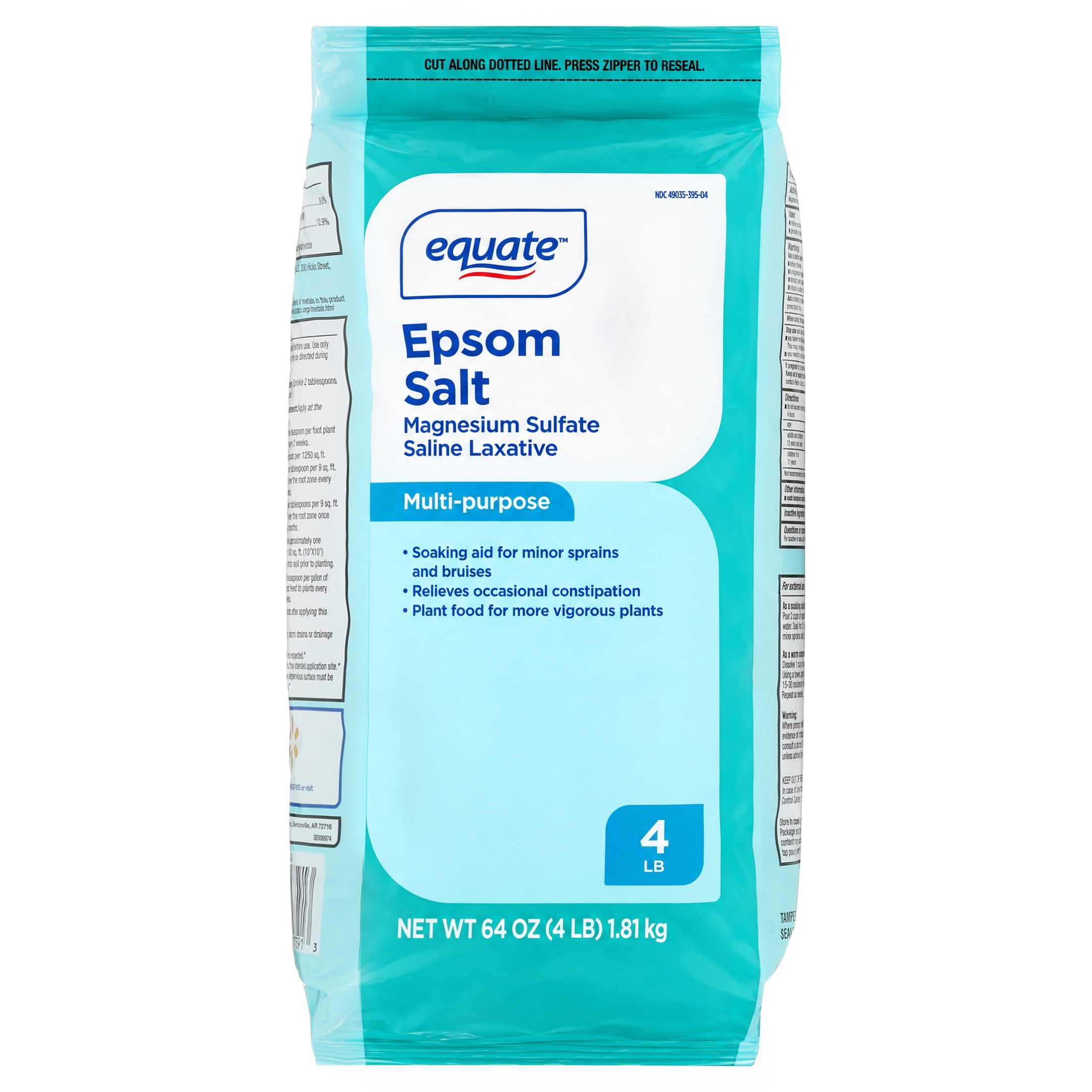 Equate Epsom Salt, Magnesium Sulfate, 64 oz (4lb), Unscented