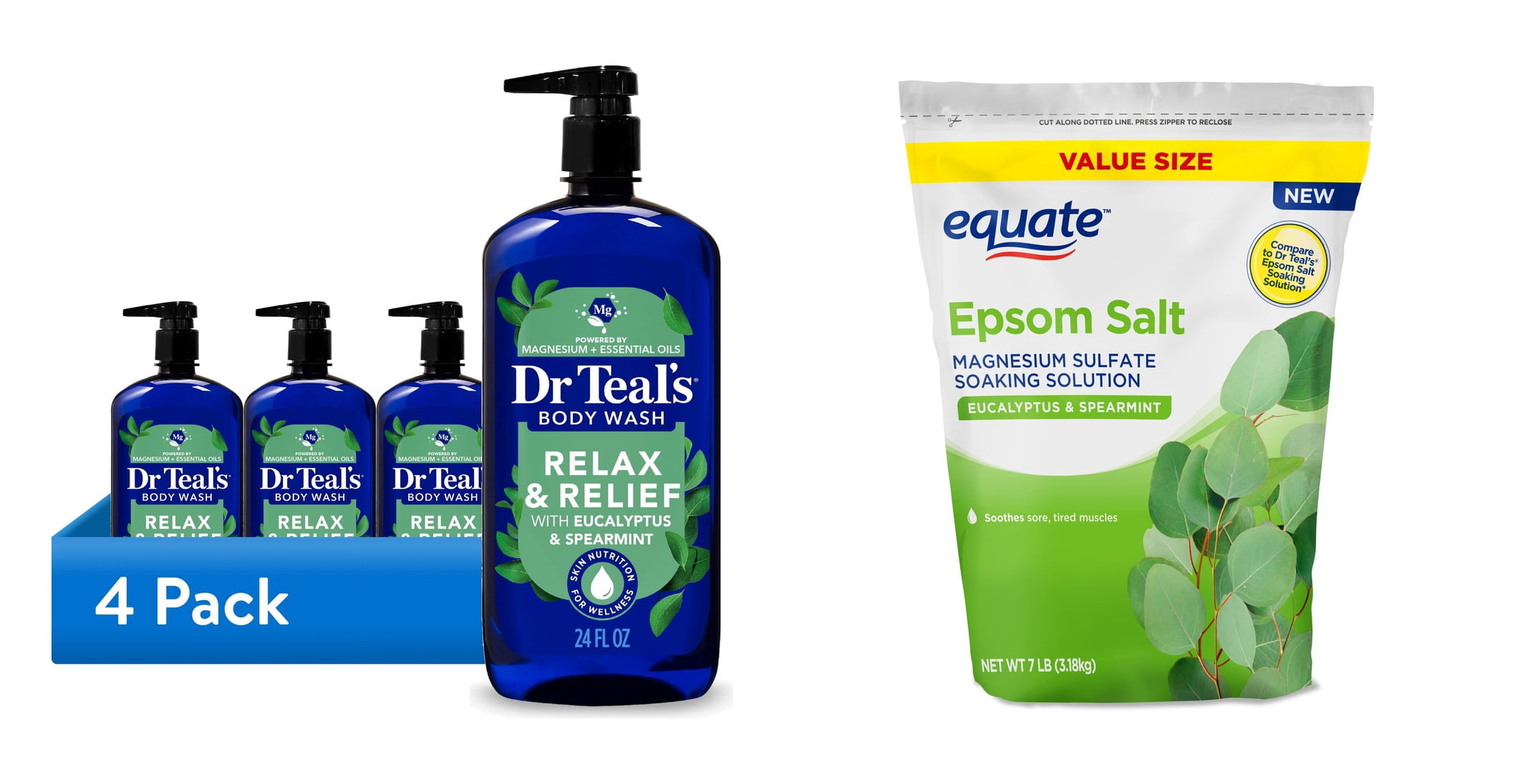 ( & Equate Epsom Salt Soaking Solution, Eucalyptus and Spearmint, 7 lbs Bundle