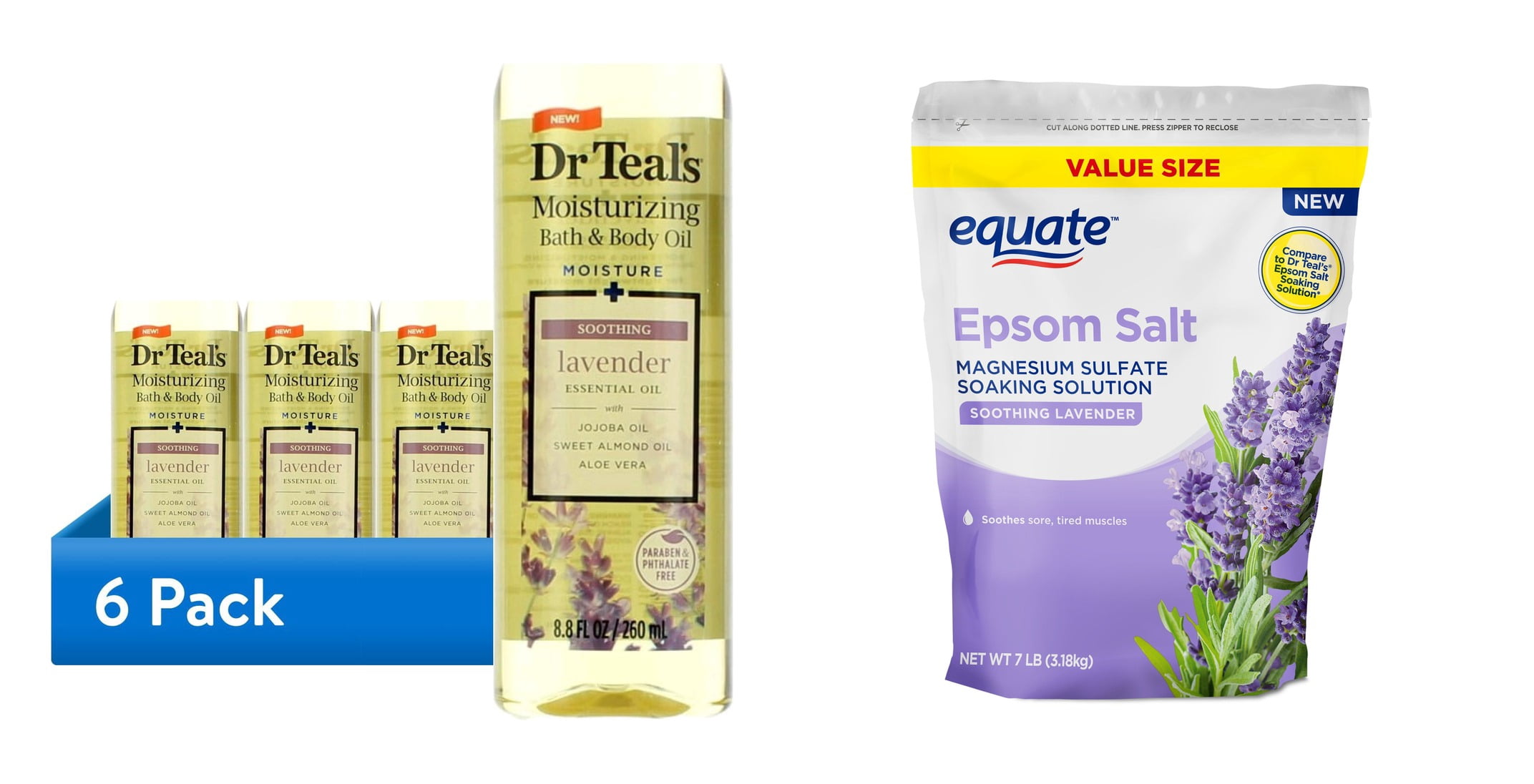 ( & Equate Epsom Salt Soaking Solution, Soothing Lavender, 7 lbs Bundle