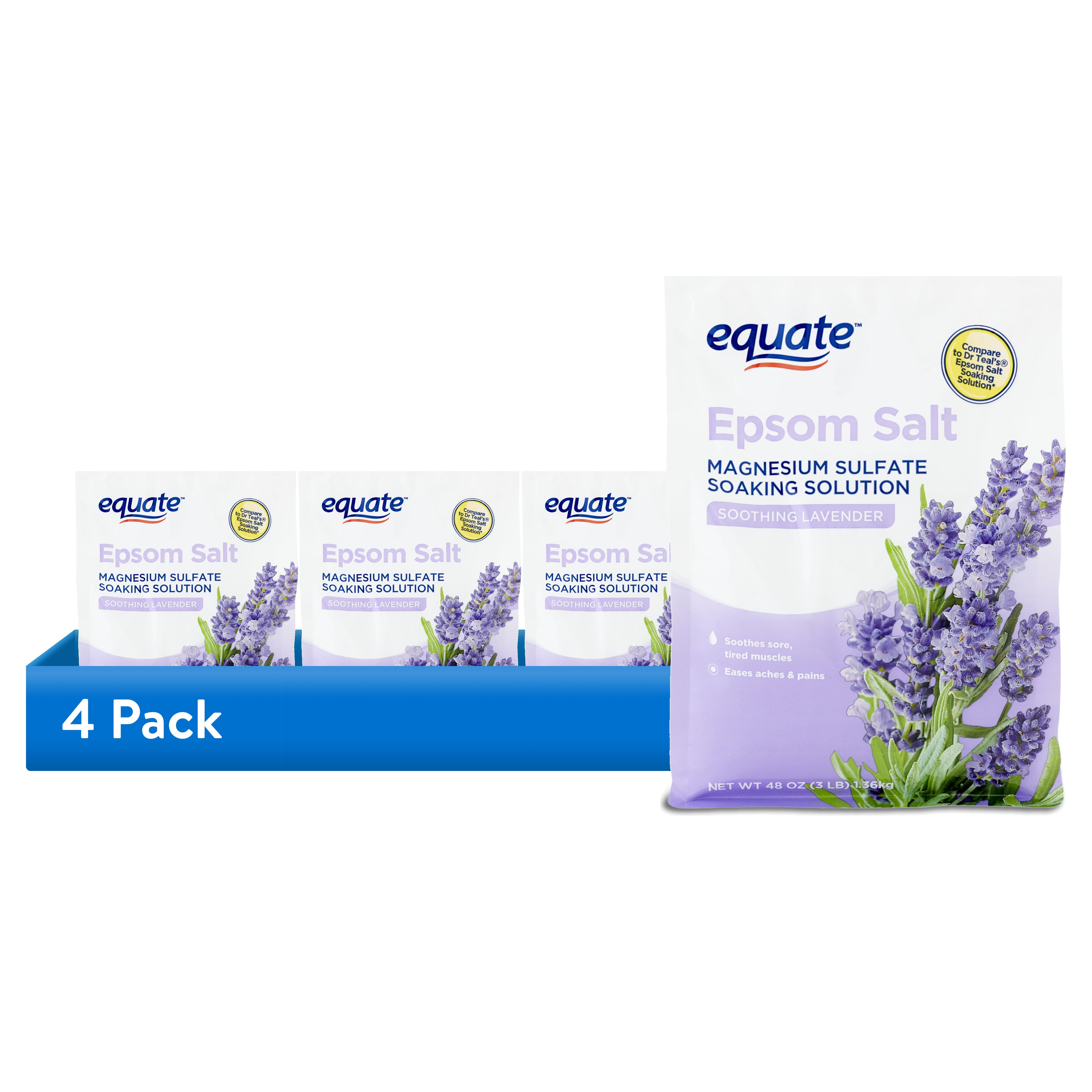 (4 pack) Equate Epsom Salt Soothing Lavender, 3 lbs