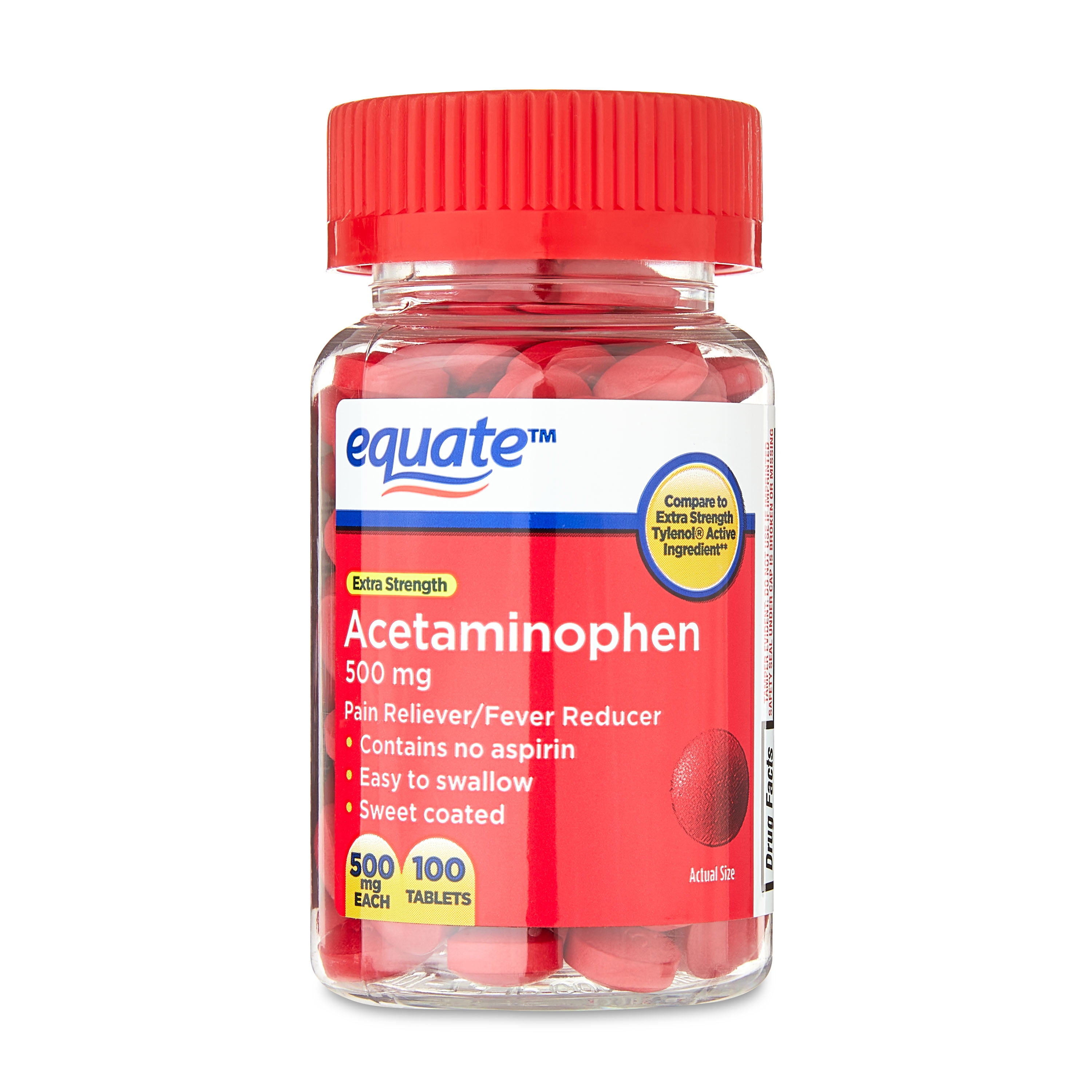 Equate Extra Strength Sweet Coated Acetaminophen Tablets for Pain Equate Extra Strength Sweet Coated Acetaminophen Tablets for Pain