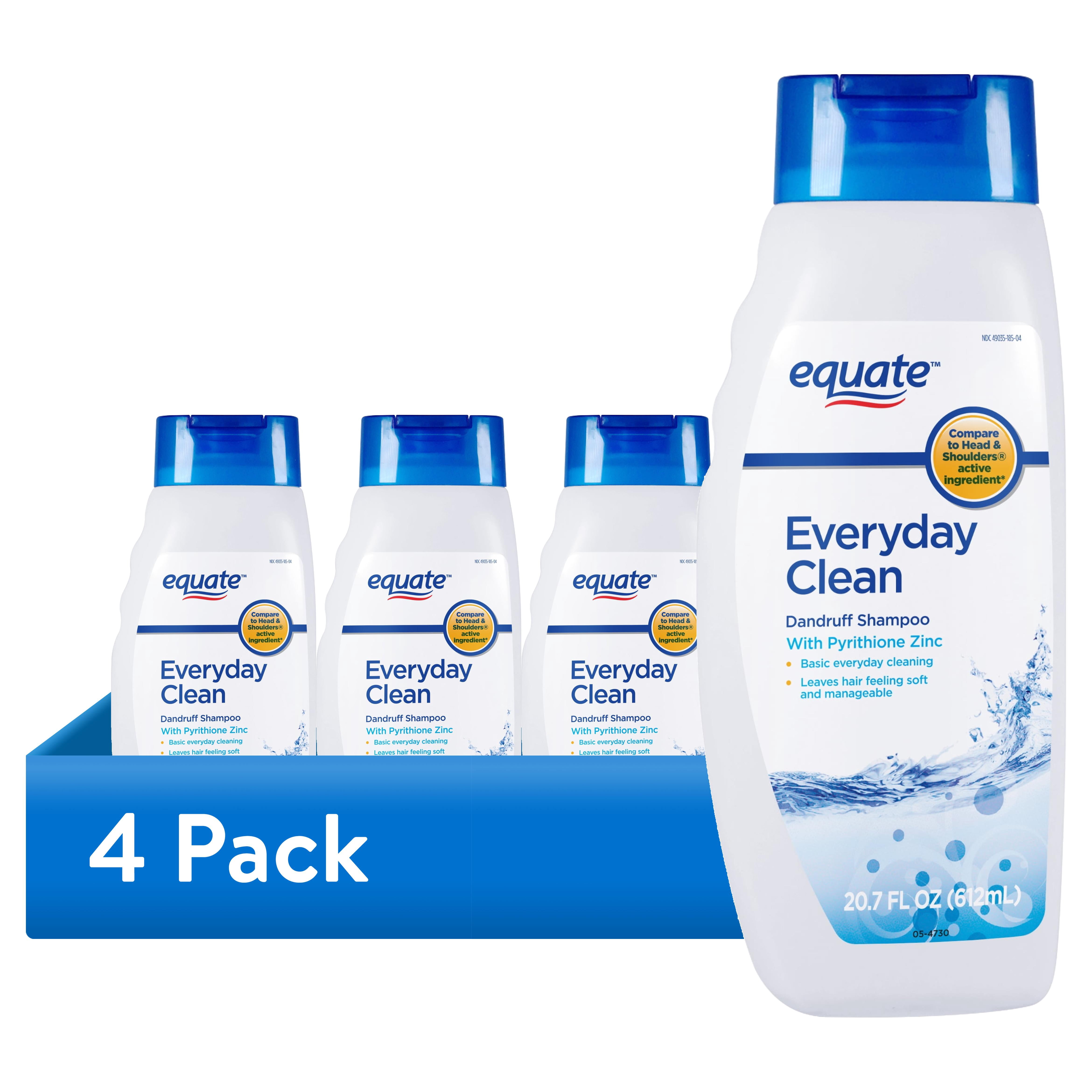 (4 pack) Equate Everyday Clean Dandruff Shampoo with Pyrithione Zinc for Scalp & Hair Care, 20.7 fl oz, Compare to Head & Shoulders® Active Ingredient