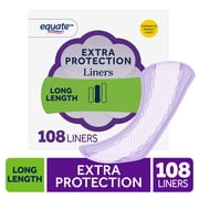 Equate Extra Protection Everyday Panty Liners, Long Length, 108 Count