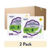 Equate Extra Protection Everyday Panty Liners, Long Length, Unscented, Compare to Always  216 Total Count - 2 packs of 108 count each