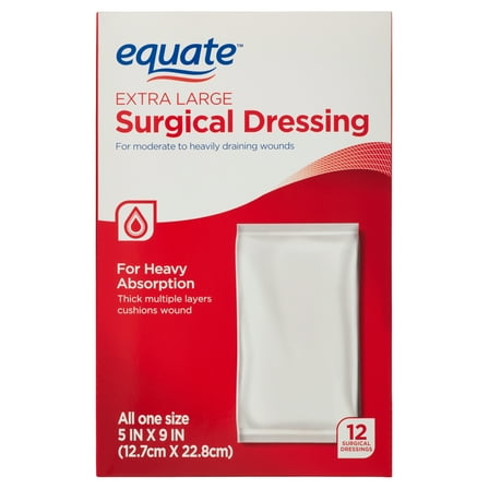 Equate Extra Large Surgical Dressing, 5 in x 9 in, 12 Count