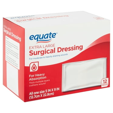 Equate Extra Large Absorbent Surgical Dressing, for Moderate to Heavy Wounds, 12 Count