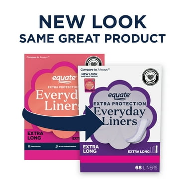 Equate Extra Protection Everyday Liners, Size Extra Long (68 Count)