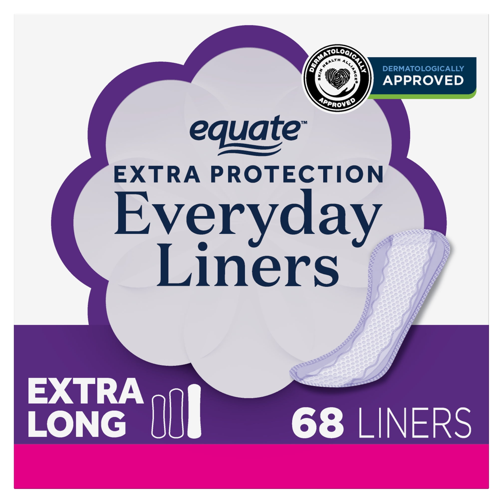 Equate Extra Protection Everyday Panty Liners, Extra Long Length, Unscented, Compare to Always (68 Count)