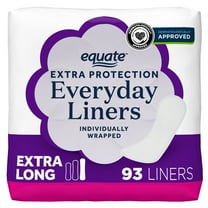 Equate Extra Protection Everyday Panty Liners, Extra Long Length, Unscented, Compare to Carefree® (93 Count)