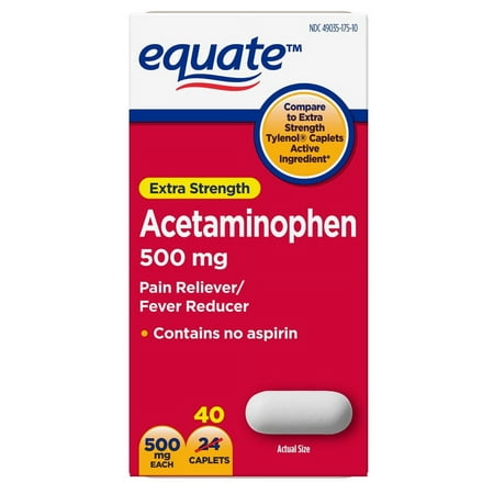 (5 pack) (5 Pack) Equate Extra Strength Acetaminophen, 40 Ct