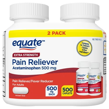 Equate Extra Strength Acetaminophen Pain Reliver Caplets, 500 mg, 250 Count, 2 Pack