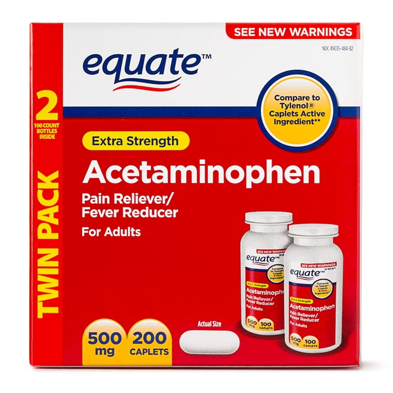 Equate Extra Strength Acetaminophen Caplets, 500 mg, Twin Pack, 200 Count HSA/FSA Eligible - Walmart.com Equate Extra Strength Acetaminophen Caplets, 500 mg, Twin Pack, 200 Count HSA/FSA Eligible - Walmart.com