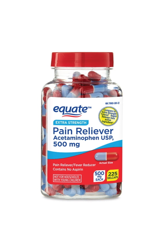 Extra Strength Acetaminophen 500mg Gelcaps, Pain Reliever and Fever Reducer, 225 Count