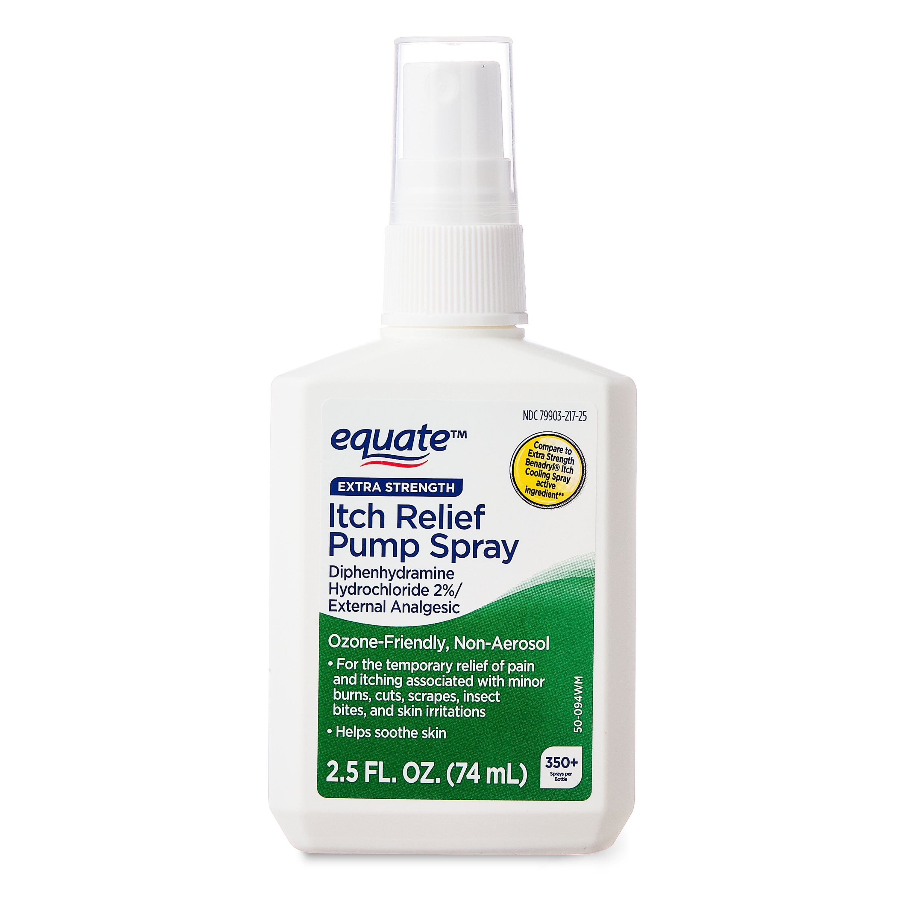 Equate Extra Strength Itch Relief Pump Spray for Skin Irritation, 2.5oz, Compare to Extra Strength Benadryl Itch Cooling Spray Active Ingredient