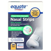 Equate Adhesive Strip Anti-Snoring Nasal Strip for Snoring, Drug-Free, 26 Count