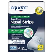 Equate Extra Strength Clear Nasal Strips, 26 Count, Compare to Breathe RightÂ® Extra Strength Nasal Strips