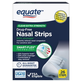 Equate Extra Strength Clear Nasal Strips, 26 Count, Compare to Breathe Right® Extra Strength Nasal Strips