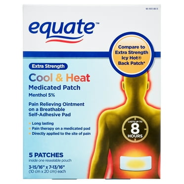 Equate Extra Strength Cool & Heat Medicated Patch 5% Menthol, 5 Count, Compate to Extra Strength Icy Hot® Back Patch