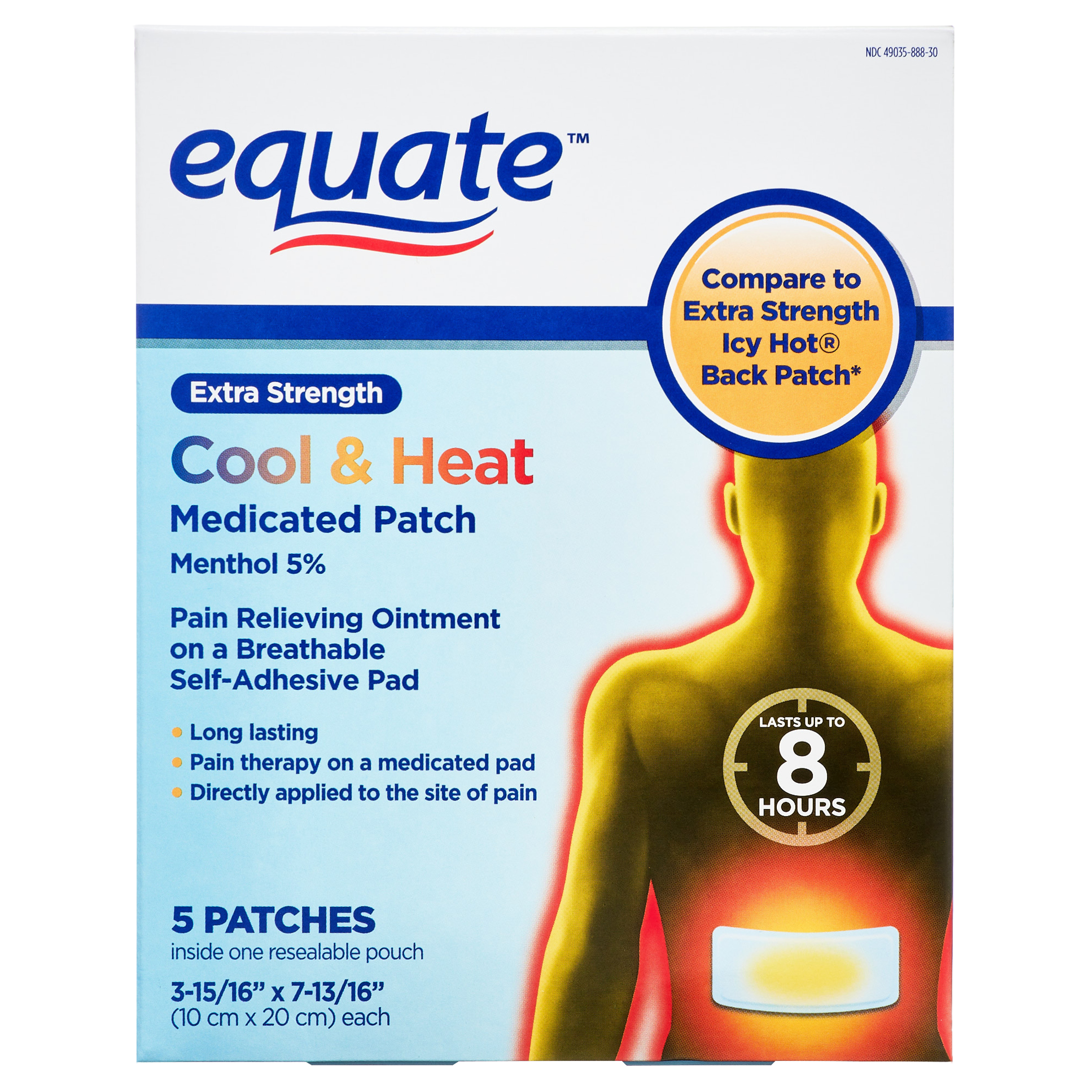 Equate Extra Strength Cool & Heat Medicated Patches, 5 Count - image 1 of 10