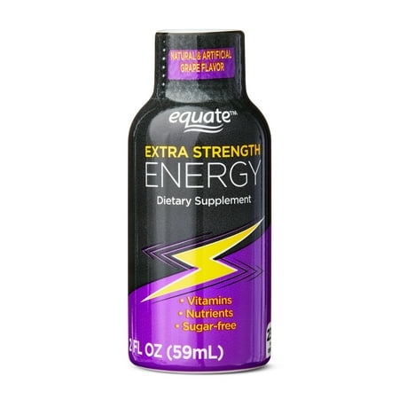 Equate Extra Strength Energy Dietary Supplement, Caffeine 230mg, Grape Flavor, 2oz