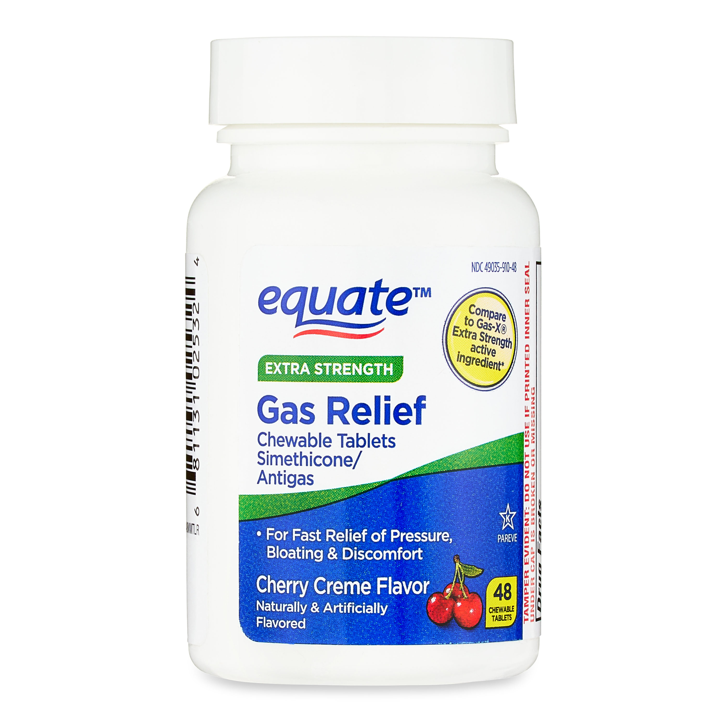 Equate Extra Strength Gas Relief Chewable Tablets, Cherry Creme, 48 Count - image 1 of 13