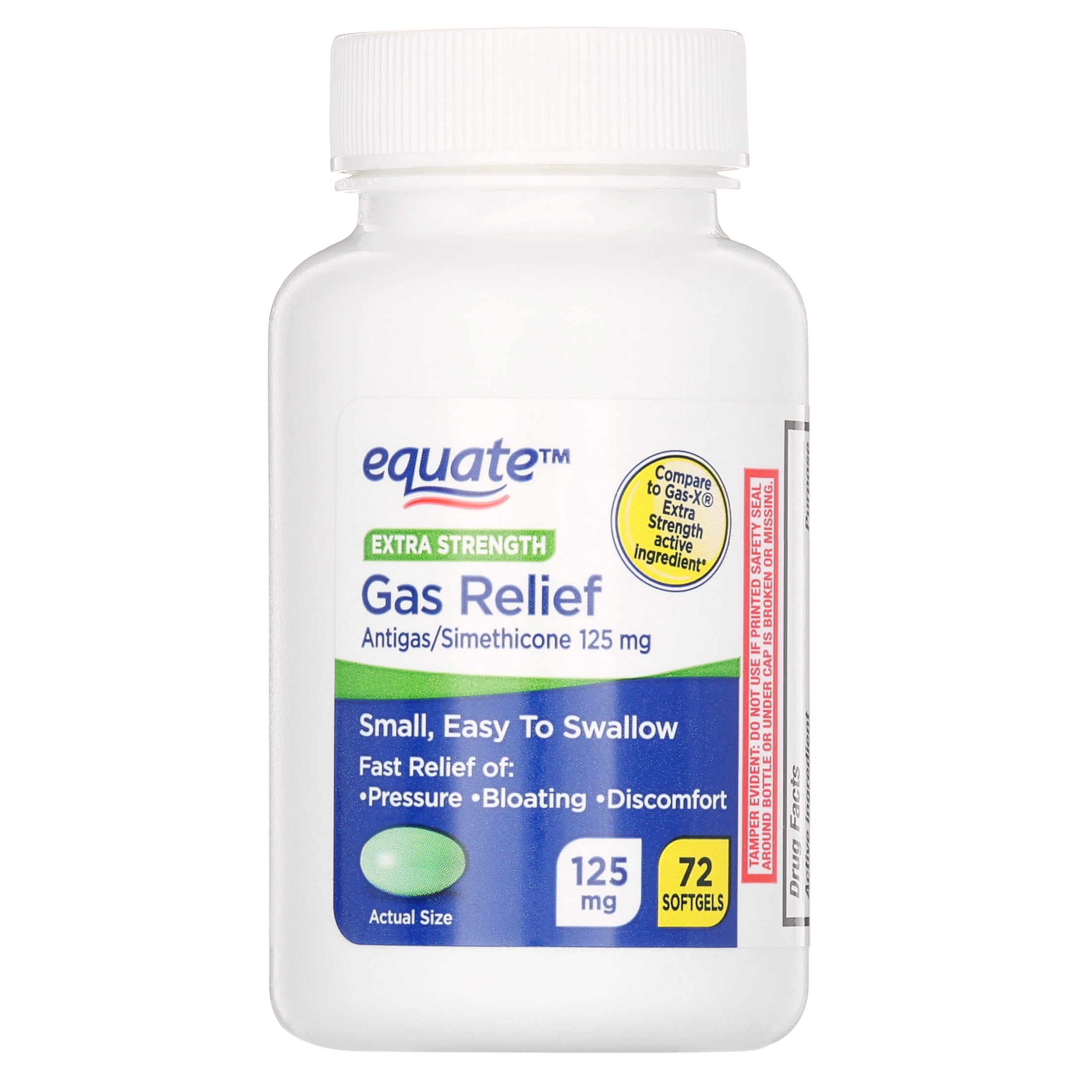 Equate Extra Strength Gas Relief Simethicone 125 mg Softgels, 72 Count ...